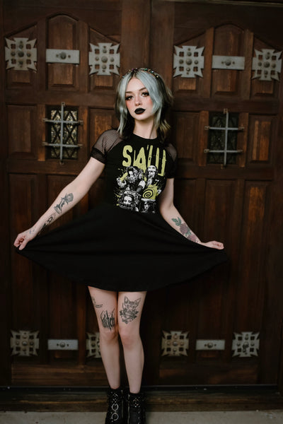 Saw Fishnet Baby Doll Dress