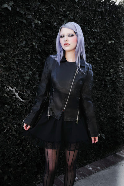 Faux Leather Zippered Rider Jacket