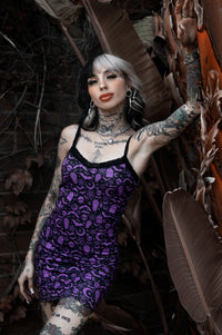 Witchy Print Lace Strap Dress