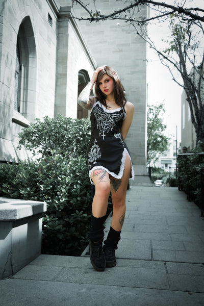 Forbidden Rosary Slip Mini Slip Dress