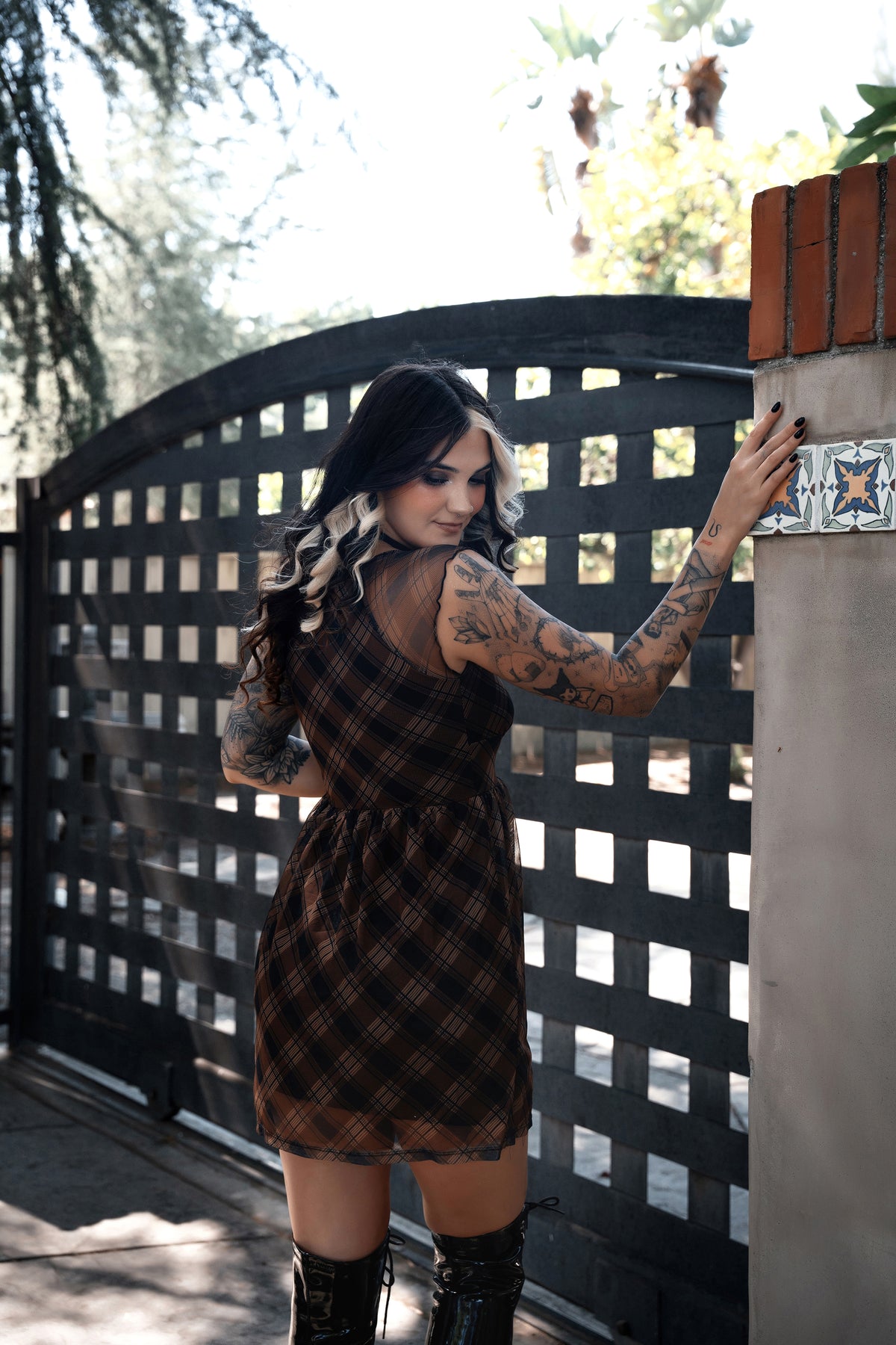 Sweetheart Plaid Mini Dress