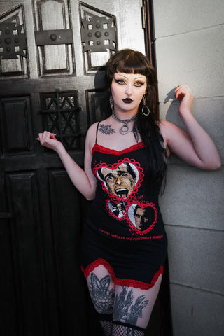 American Psycho Red Lace Strap Dress