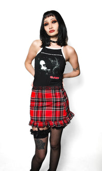 Plaid Lace Mini Skirt
