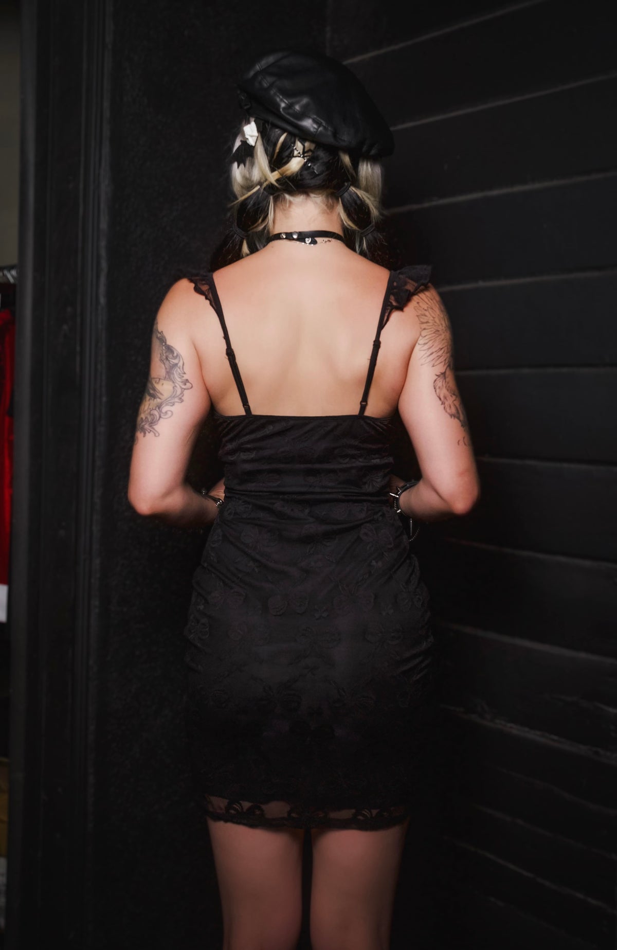 Midnight Ribbon Lace Mini Dress