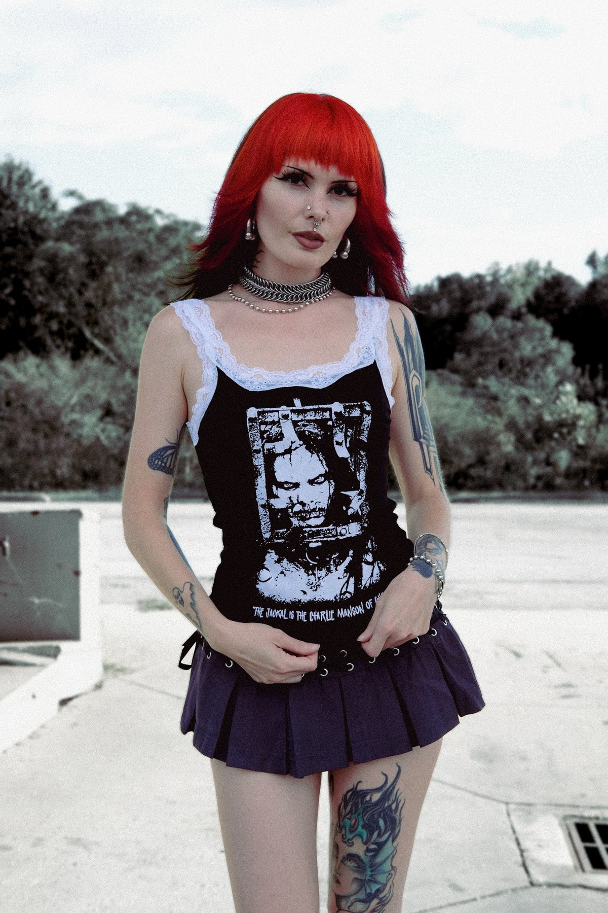 13 Ghosts - The Jackal Lace Ribbed Tank (Limited edition)