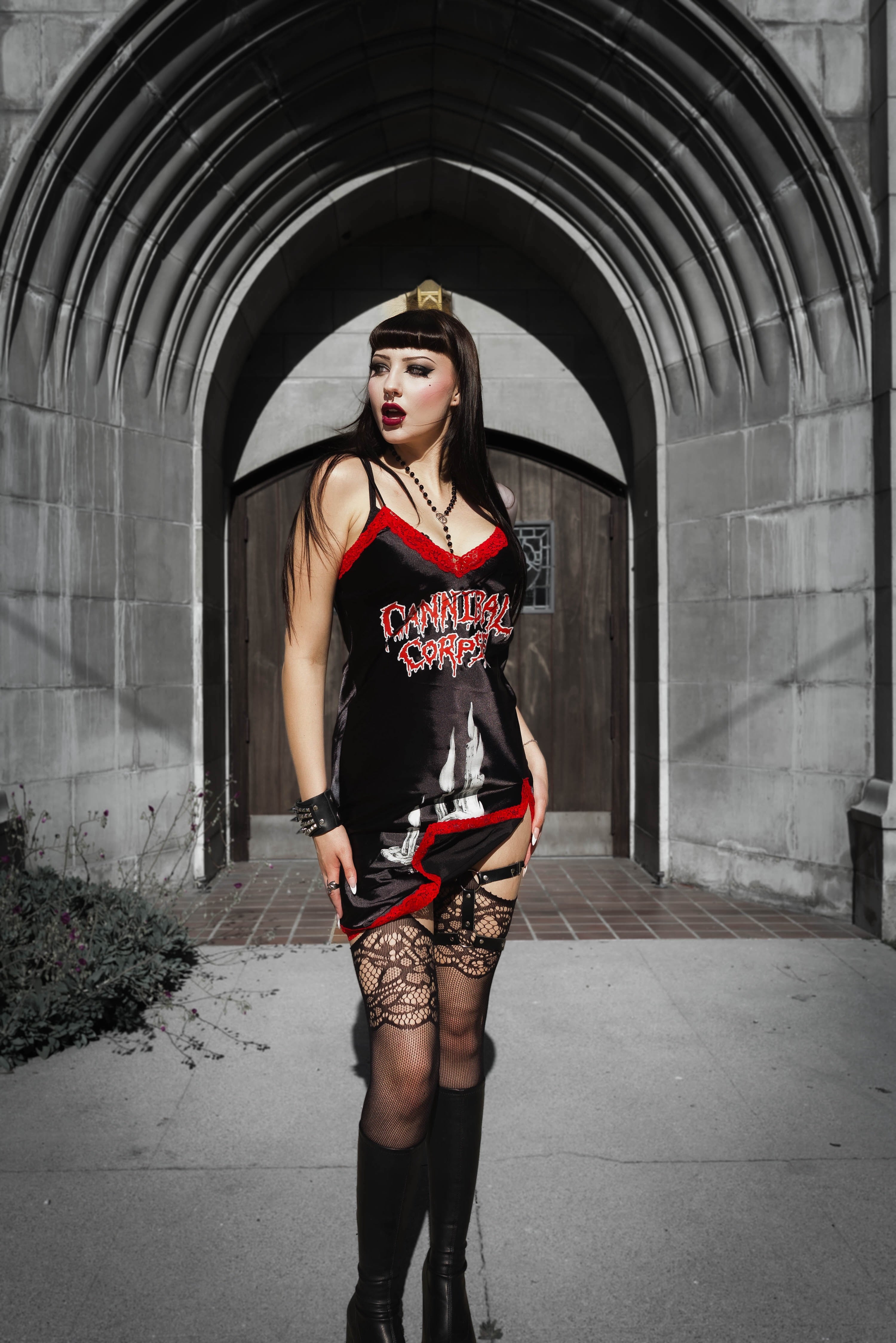 goth slip dress Cannibal Corpse Mini Slip Dress, M