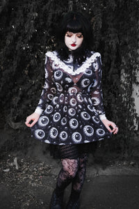Eyeballs Print Victorian Lace Dress