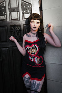 American Psycho Slit Red Lace Dress