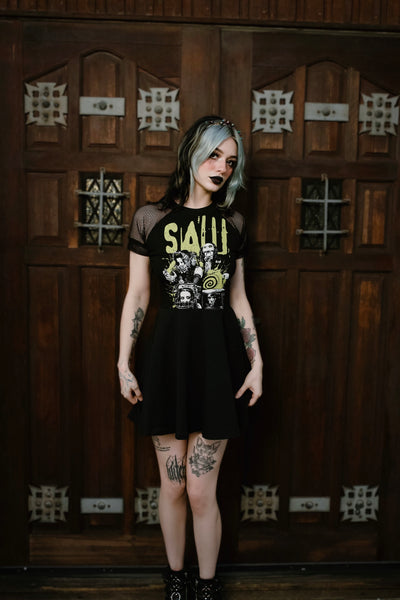 Saw Fishnet Baby Doll Dress