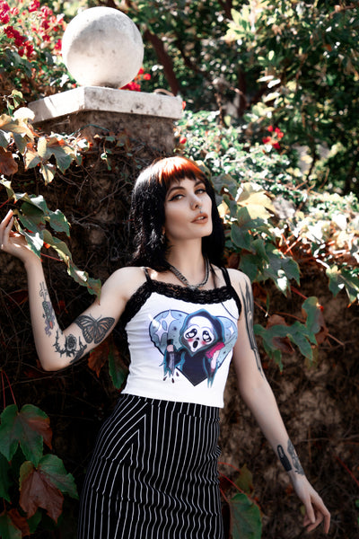 Call Me Cropped Lace Tank (White)