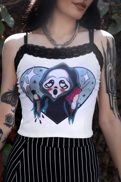 Call Me Cropped Lace Tank (White)