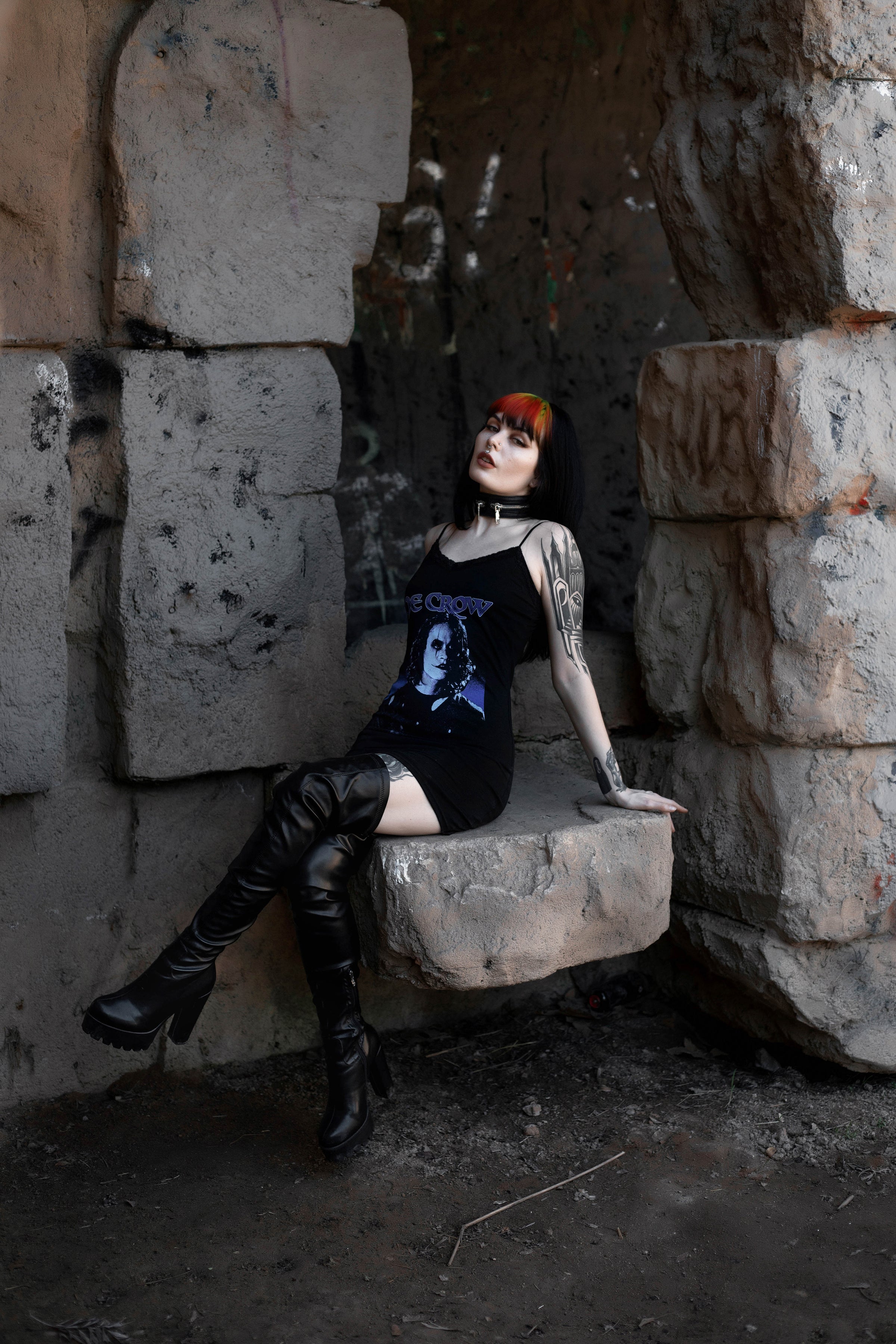 The Crow Lace Strap Dress