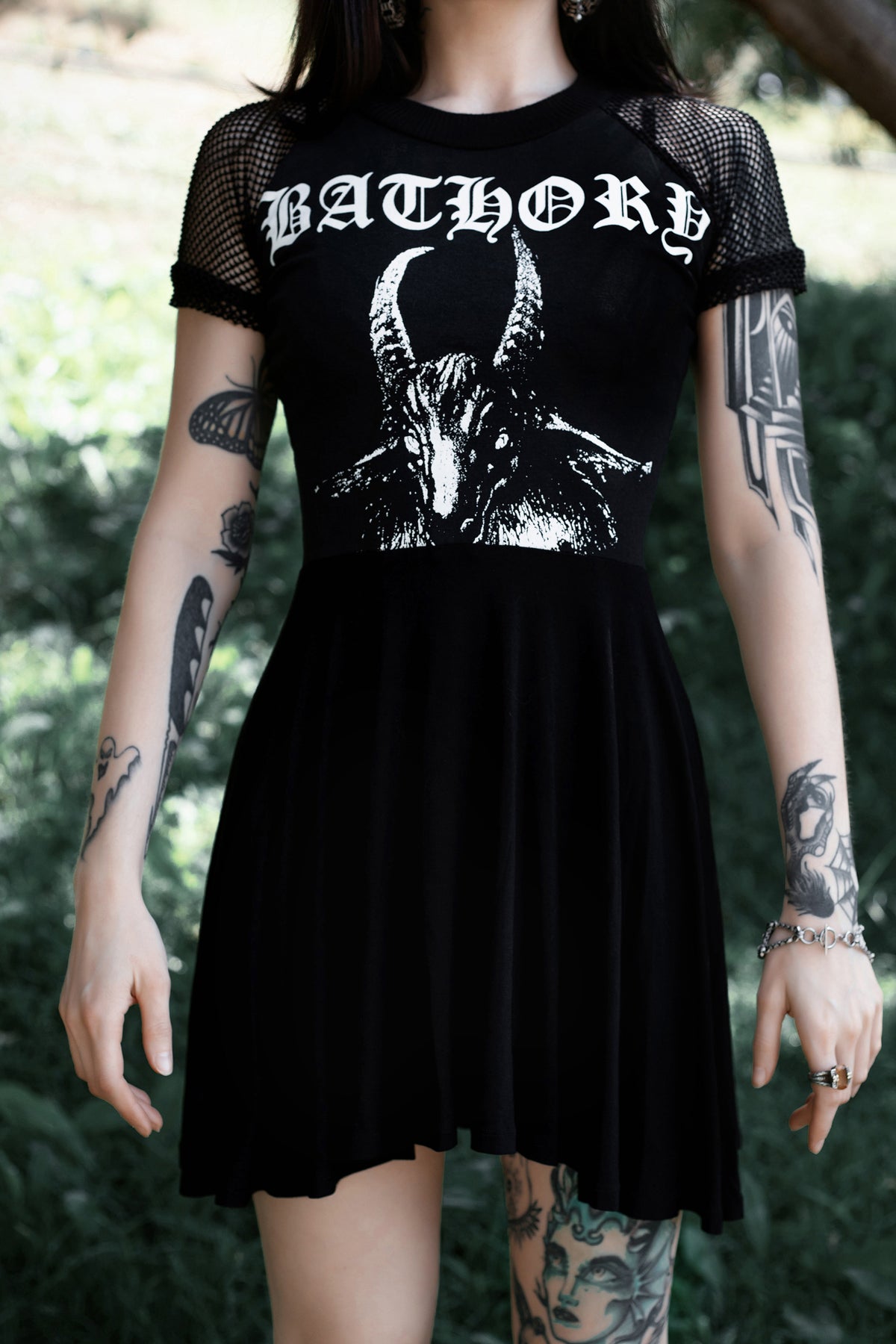 Bathory Fishnet Baby Doll Dress