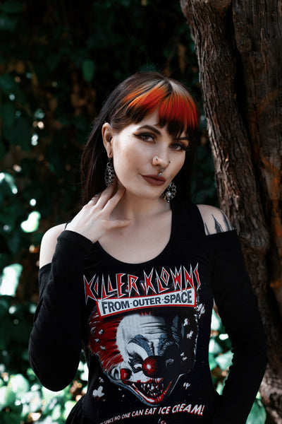 Killer Klowns from Outer Space Shoulder-Cut Dress (ONE OF A KIND)