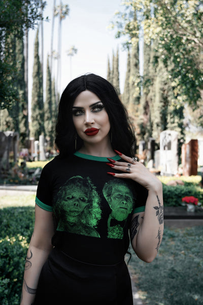 Adam and Barbara (Green/Black) Ringer Tee