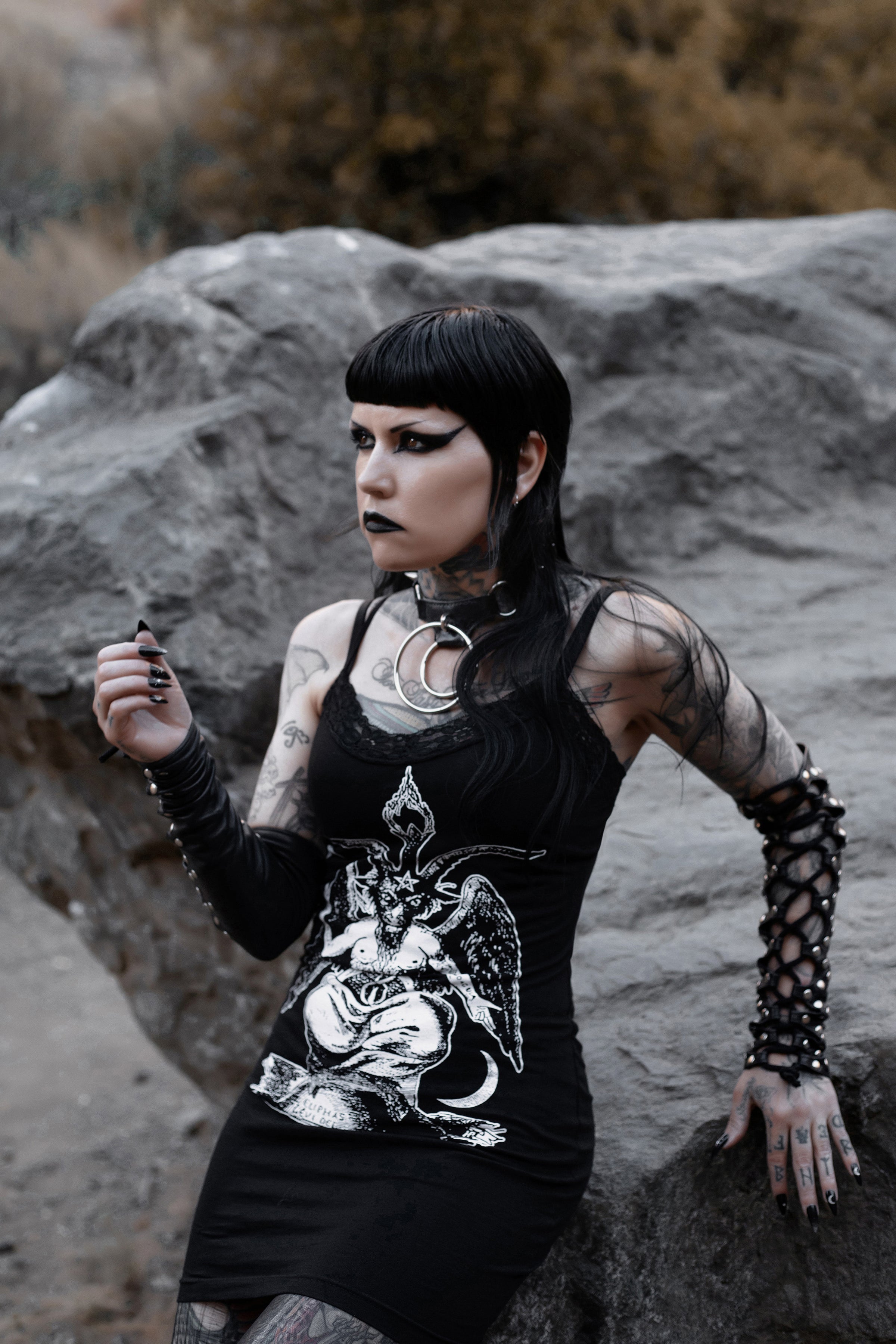 Baphomet Lace Strap Dress