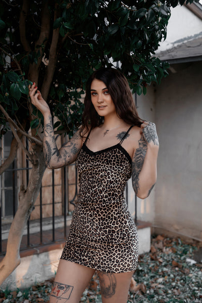 Leopard Velvet Lace Strap Dress