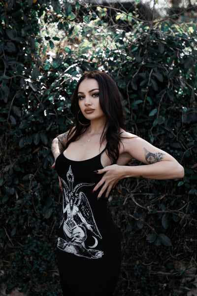 Long Baphomet Black Maxi Dress