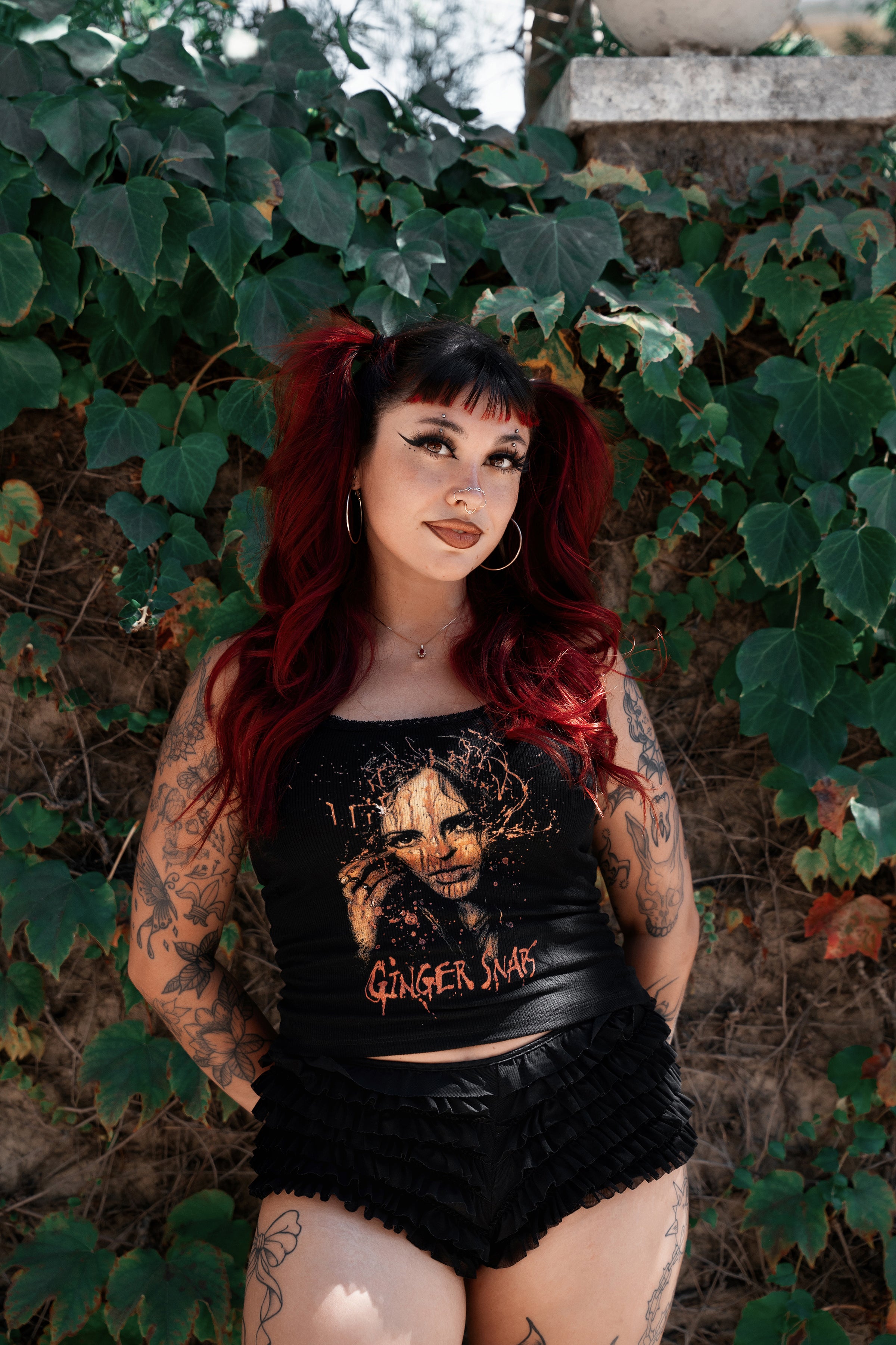 Ginger Snaps Blood Splatter Ribbed Lace Tank