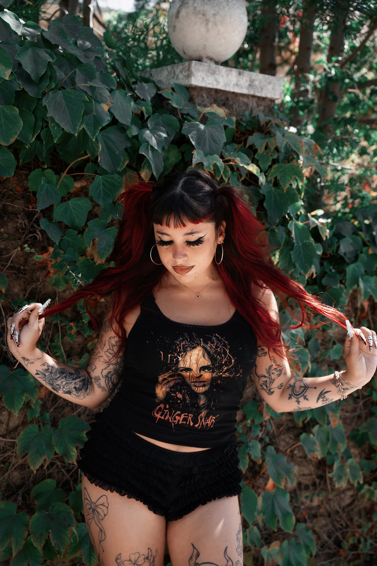 Ginger Snaps Blood Splatter Ribbed Lace Tank