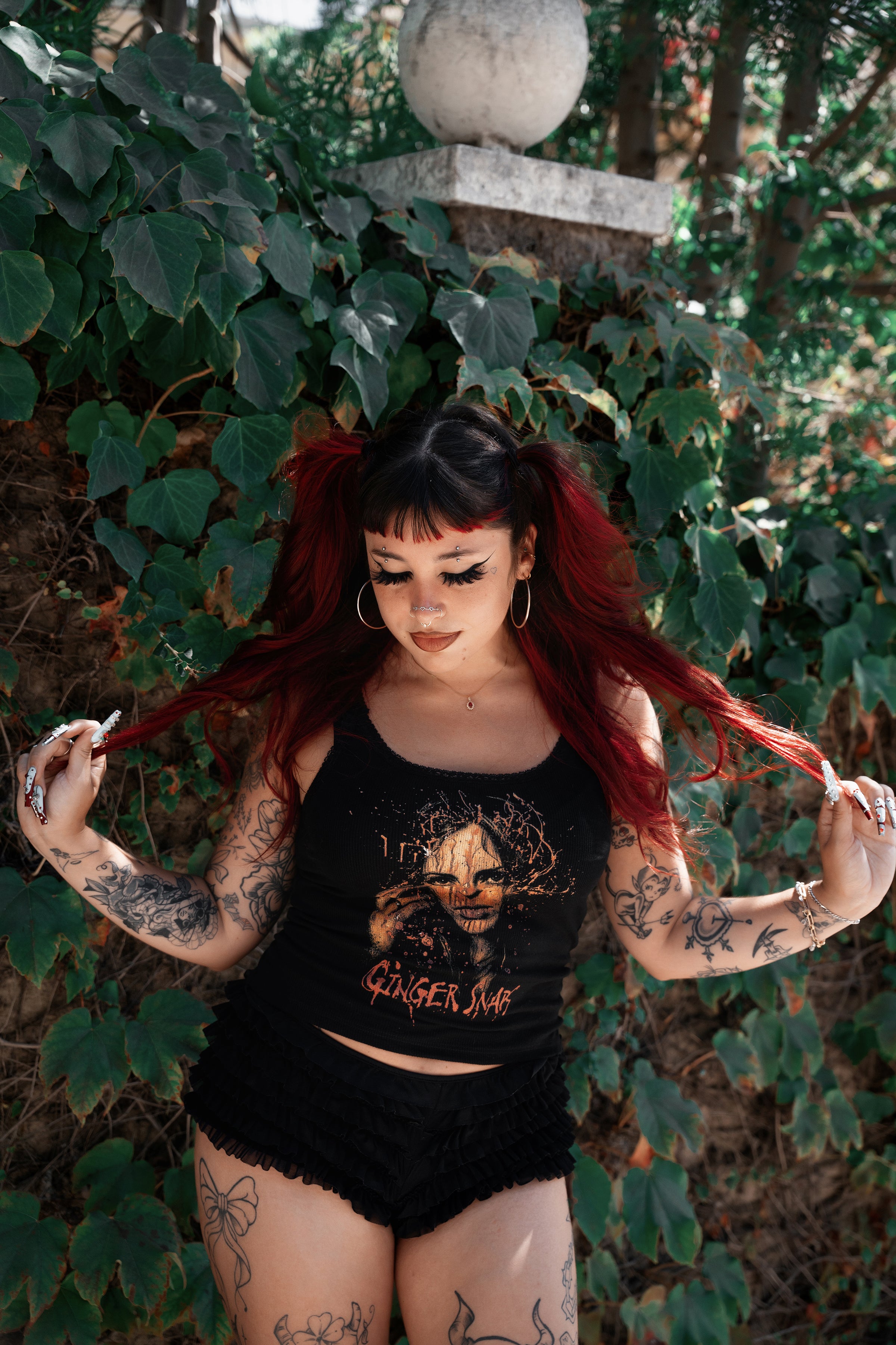 Ginger Snaps Blood Splatter Ribbed Lace Tank