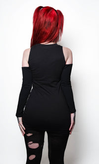 Darkthrone Long Sleeve Shoulder-Cut Dress