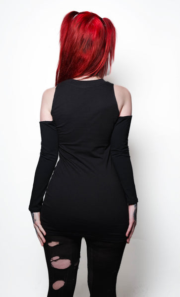 Darkthrone Long Sleeve Shoulder-Cut Dress