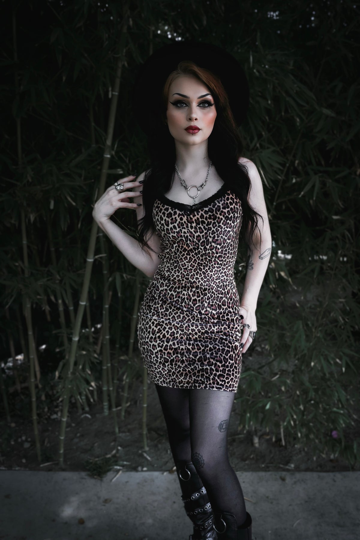 Leopard Velvet Lace Strap Dress