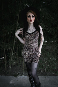 Leopard Velvet Lace Strap Dress