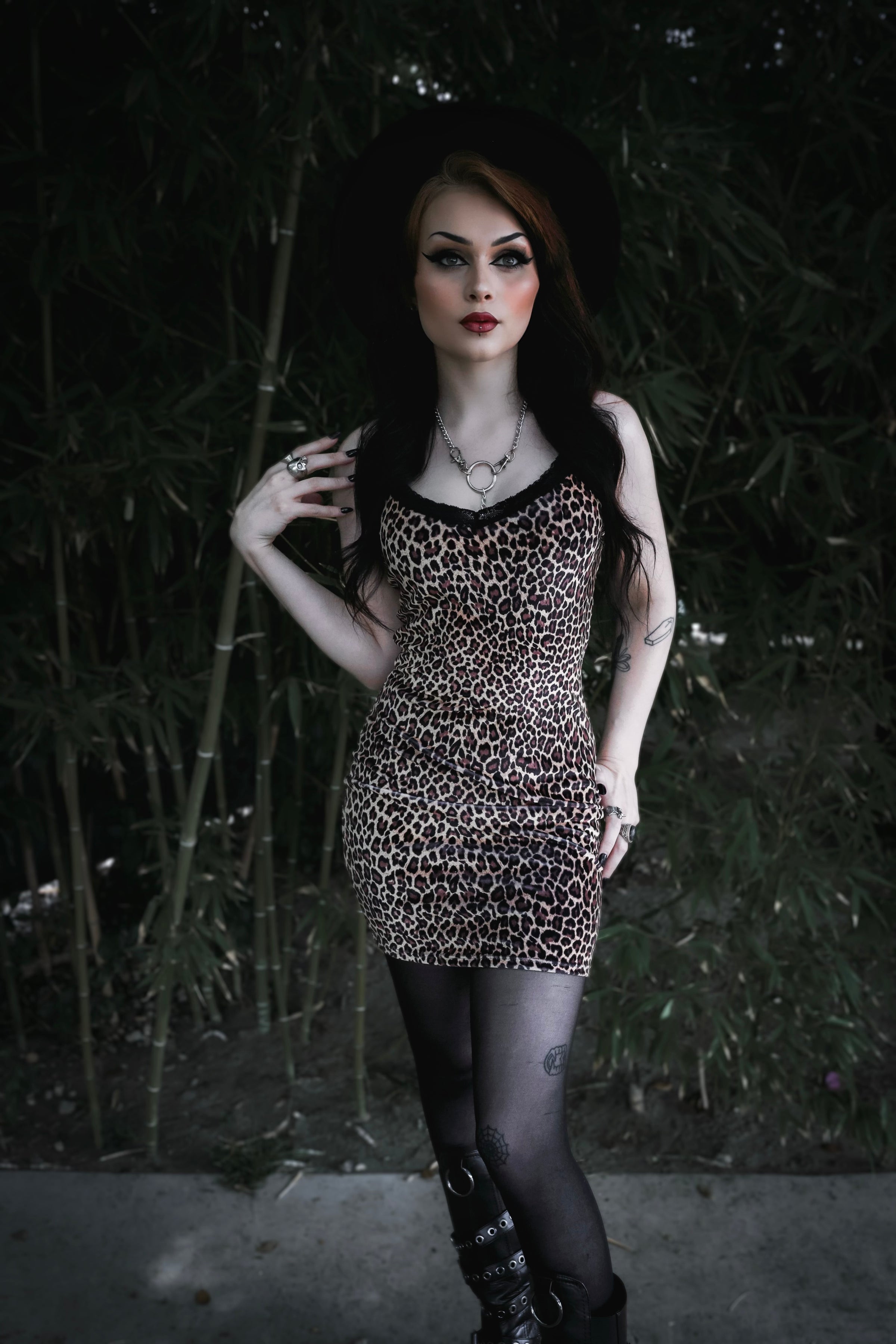 Leopard Velvet Lace Strap Dress
