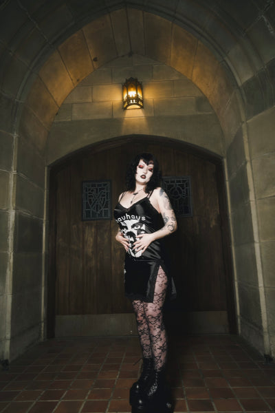 Bauhaus Mini Slip Dress (Cross)