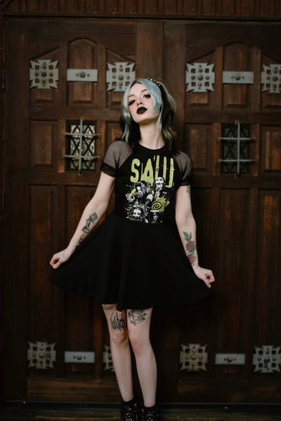 Saw Fishnet Baby Doll Dress