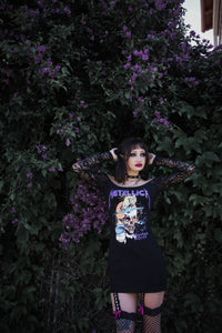 Metallica Off- Shoulder Lace Dress