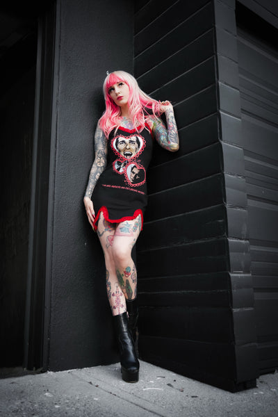 American Psycho Slit Red Lace Dress