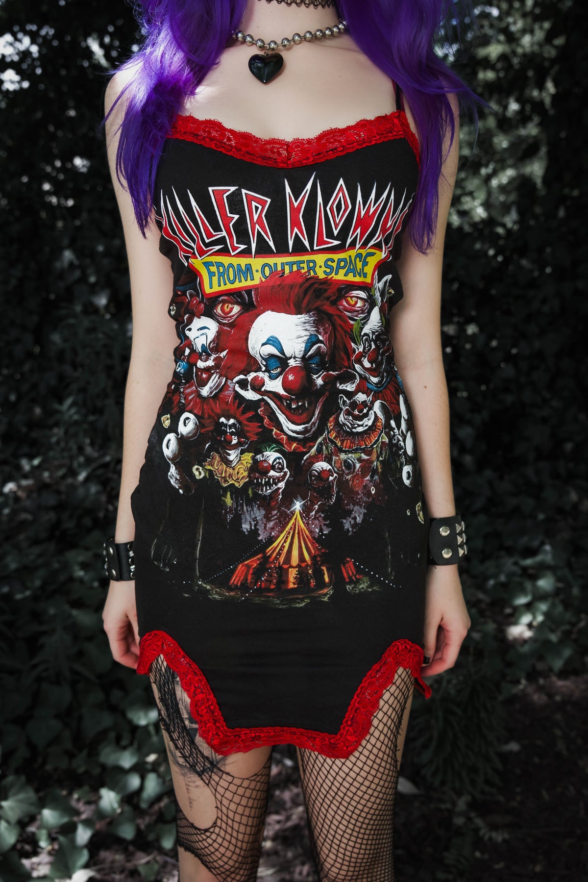 Killer Klowns from Outer Space Slit Red Lace Dress