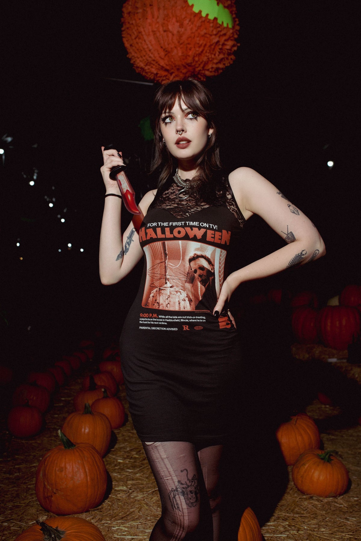Halloween High-Neckline Lace Dress