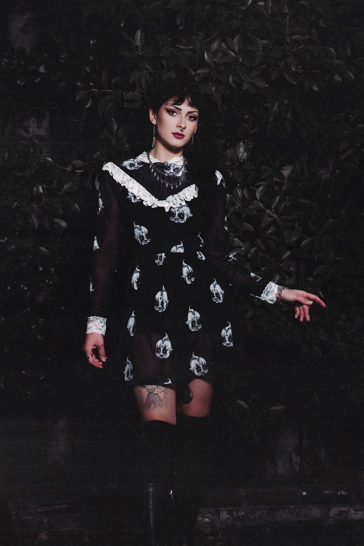 Kewpie Metal Print Victorian Lace Dress
