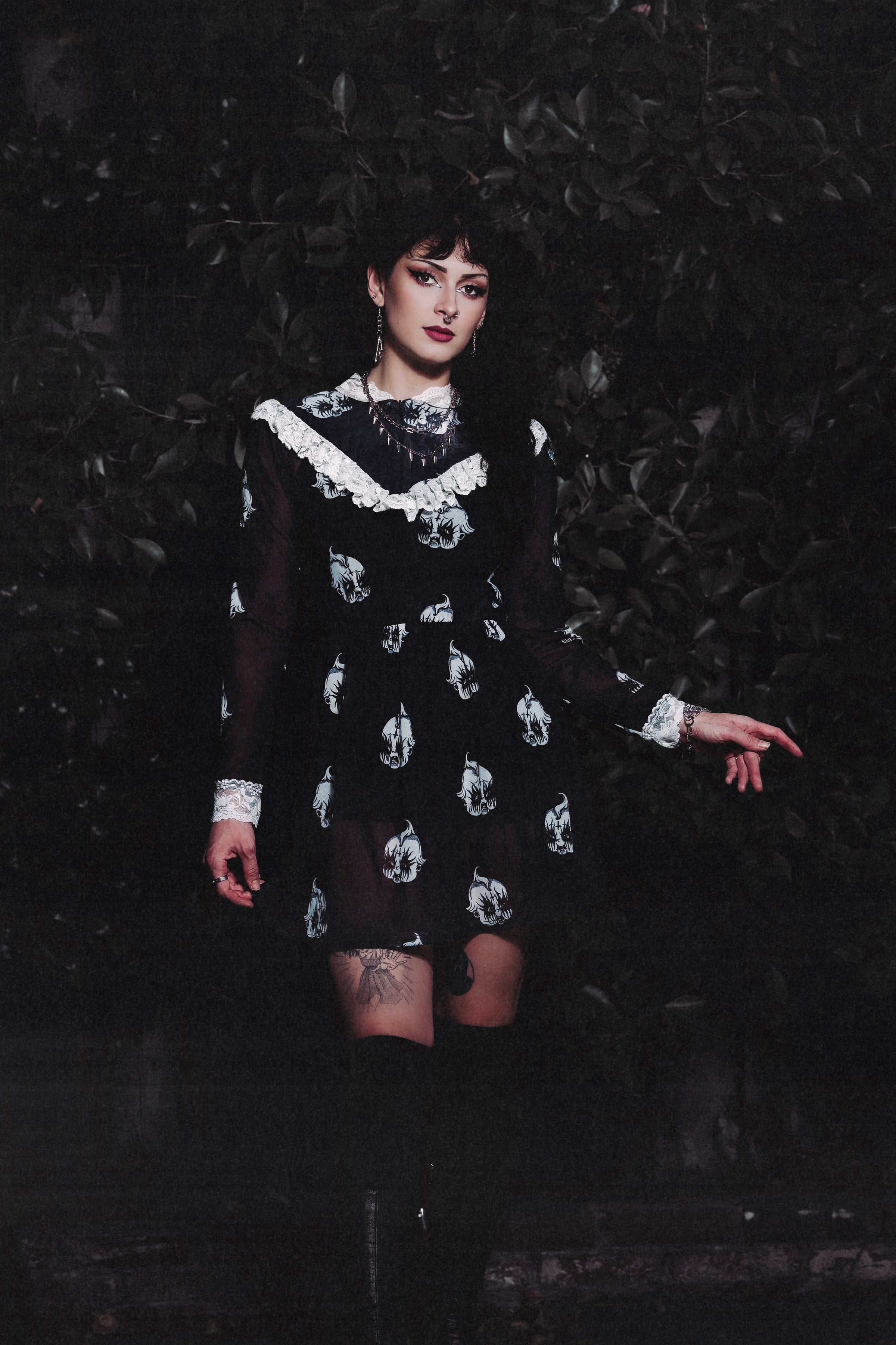 Kewpie Metal Print Victorian Lace Dress