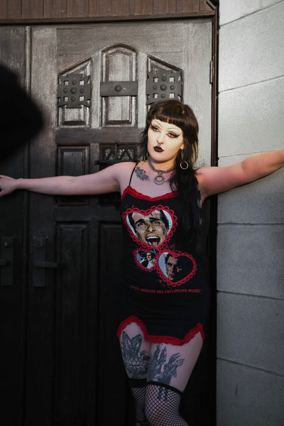 American Psycho Red Lace Strap Dress