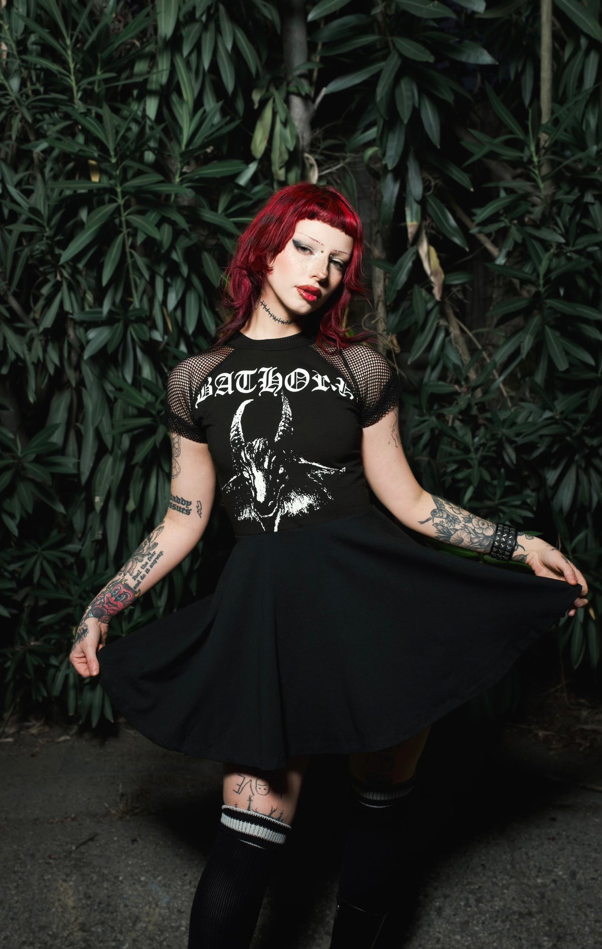 Bathory Fishnet Baby Doll Dress