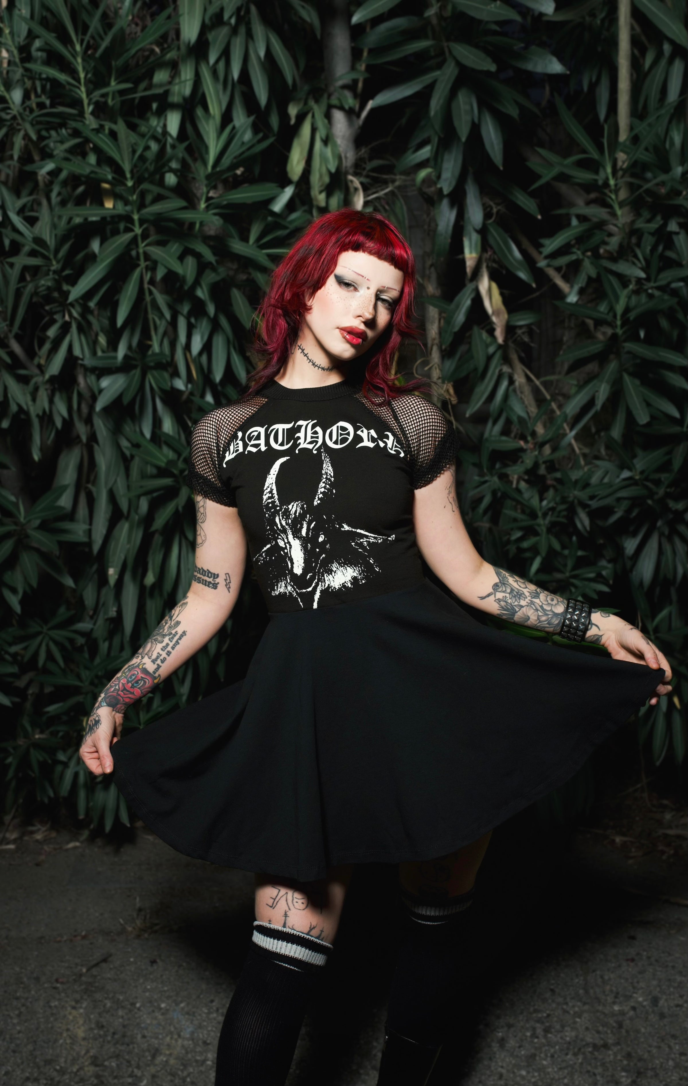 Bathory Fishnet Baby Doll Dress