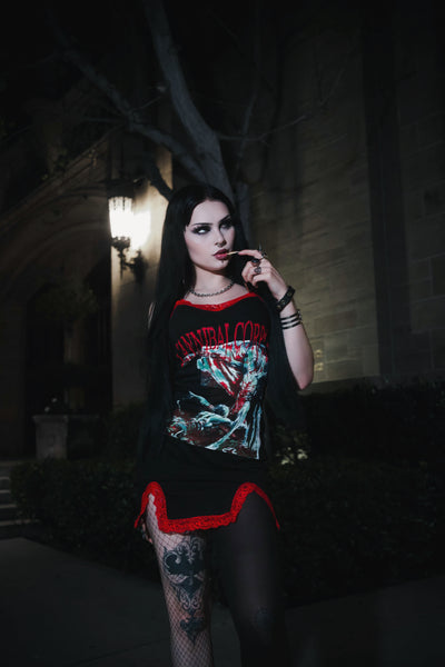 Cannibal Corpse Slit Red Lace Dress