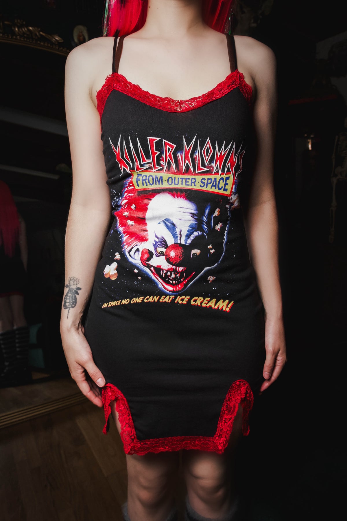 Killer Klowns Slit Red Lace Dress