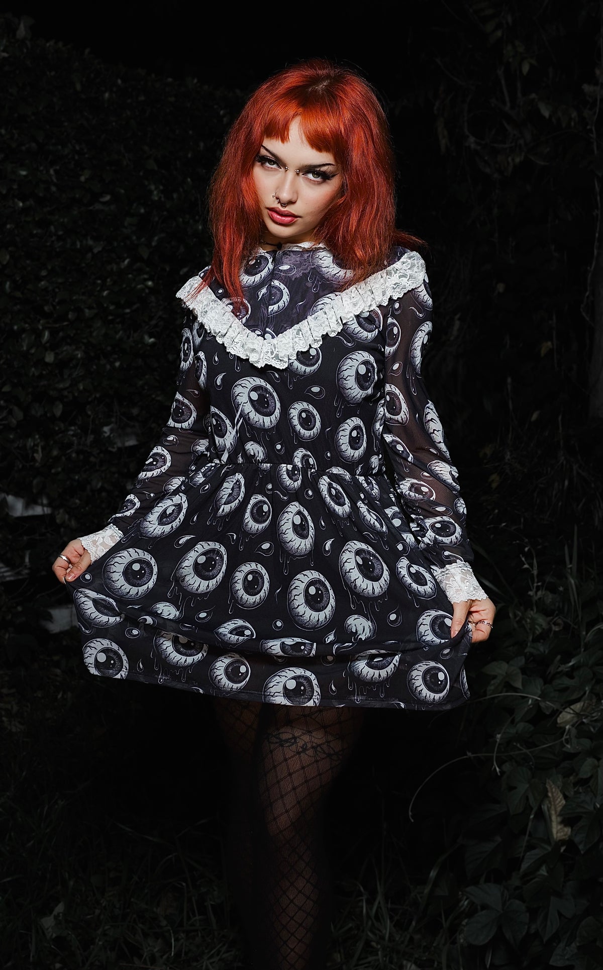 Eyeballs Print Victorian Lace Dress