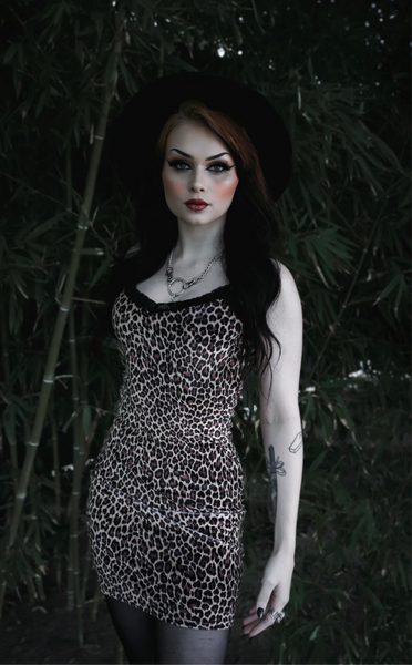 Leopard Velvet Lace Strap Dress