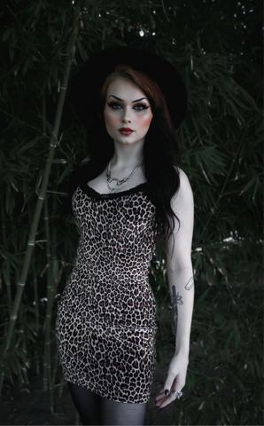 Leopard Velvet Lace Strap Dress