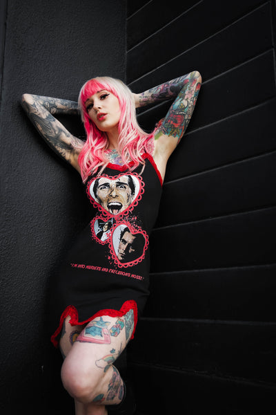 American Psycho Slit Red Lace Dress
