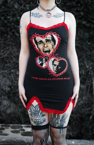 American Psycho Red Lace Strap Dress