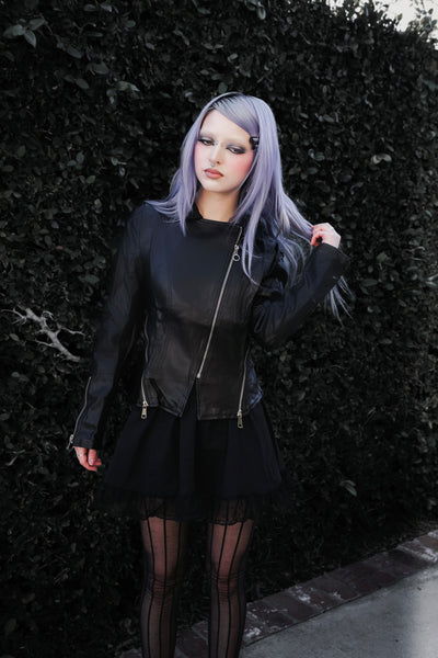 Faux Leather Zippered Rider Jacket