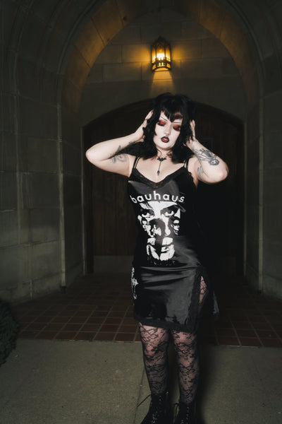 Bauhaus Mini Slip Dress (Cross)